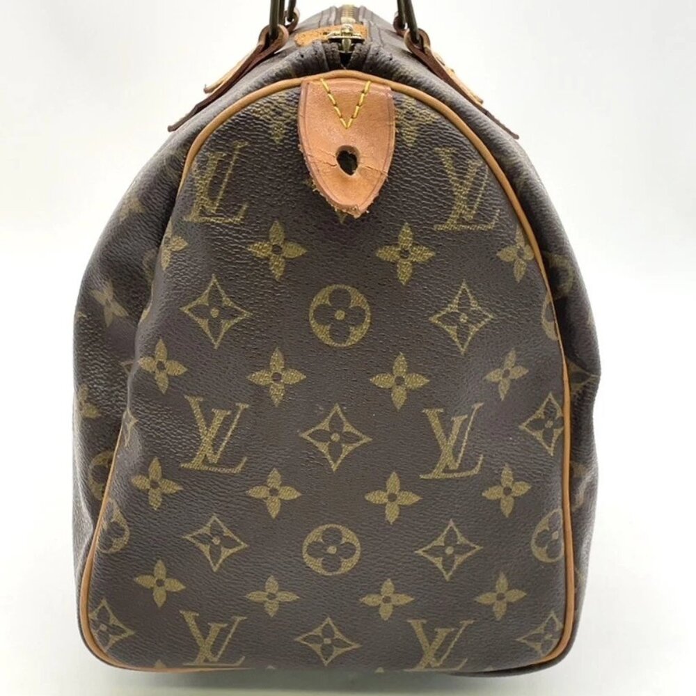 SALE! Vintage Louis Vuitton Speedy 30 Monogram Logo Satchel Bag Brown FREE Liner - Picture 5 of 16
